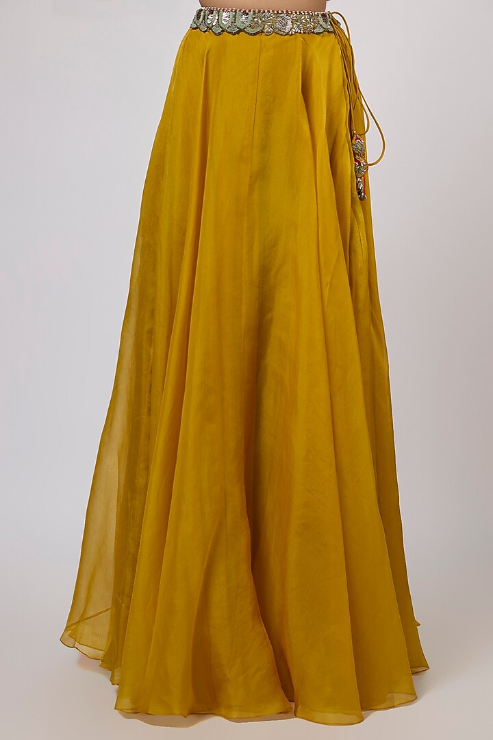 Mustard Organza Skirt Set by Prisho at Pernia's Pop Up Shop