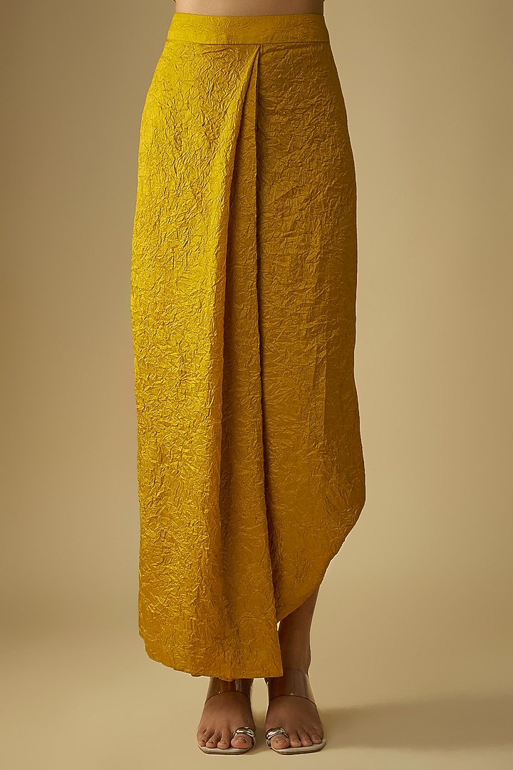 Mustard Crushed Silk Dhoti Set by Prisho at Pernia's Pop Up Shop