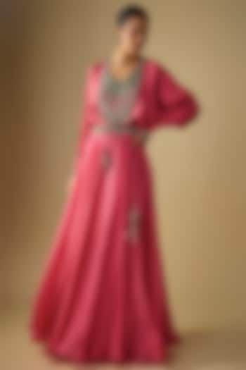 Deep Coral Organza Skirt Set by Prisho at Pernia's Pop Up Shop