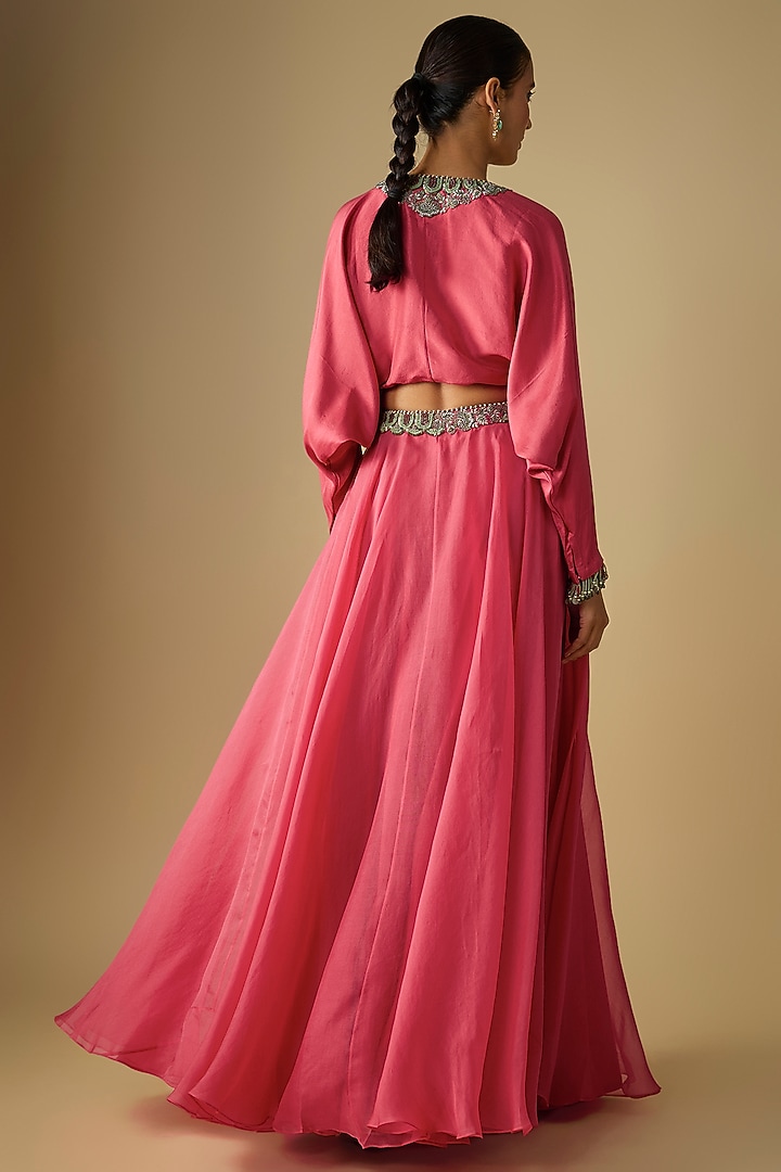 Deep Coral Organza Skirt Set by Prisho at Pernia's Pop Up Shop