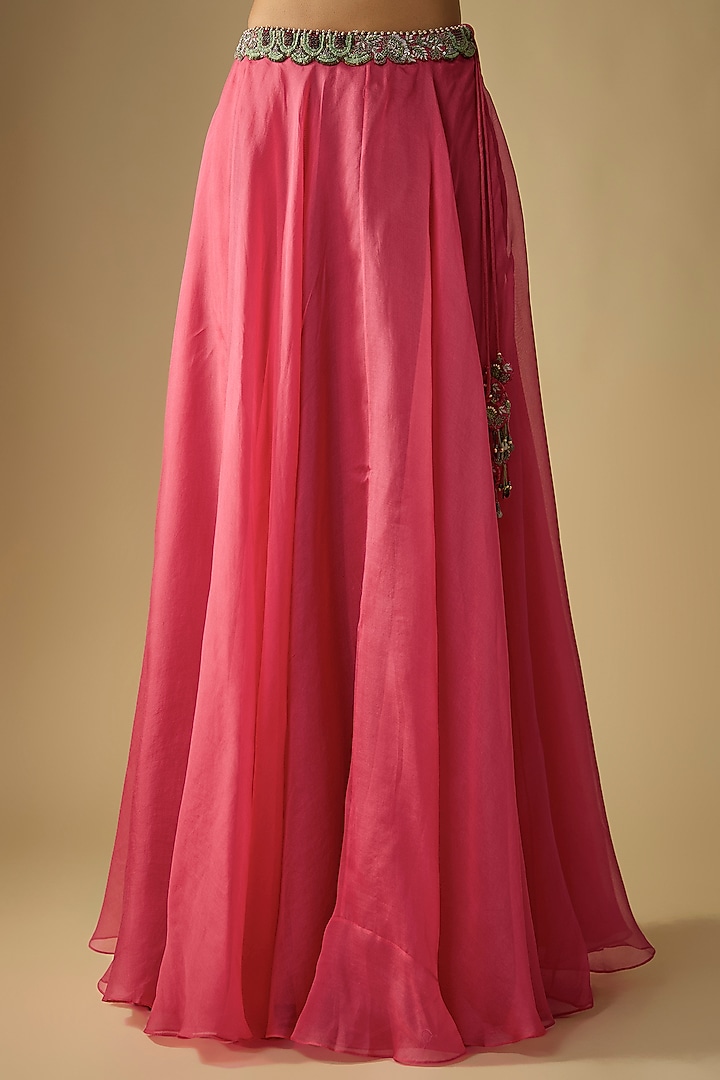 Deep Coral Organza Skirt Set by Prisho at Pernia's Pop Up Shop