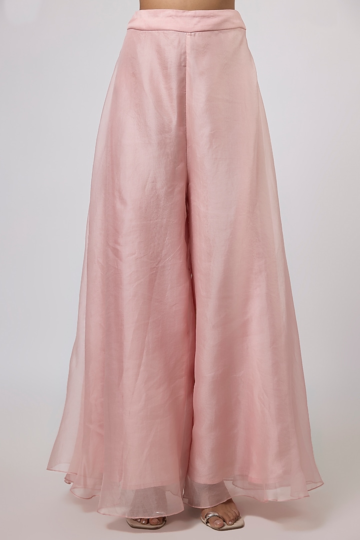 Flamingo Colored Silk Wedding Sharara Set by Prisho at Pernia's Pop Up Shop