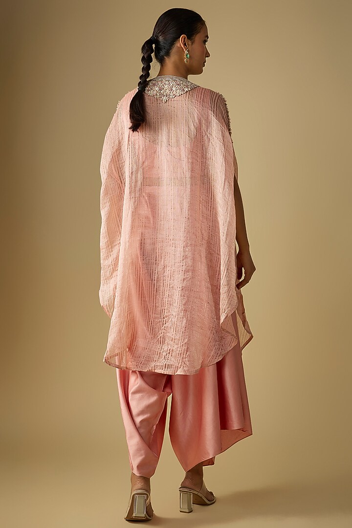Flamingo Colored Tissue Resham Work Kaftan Set by Prisho at Pernia's Pop Up Shop