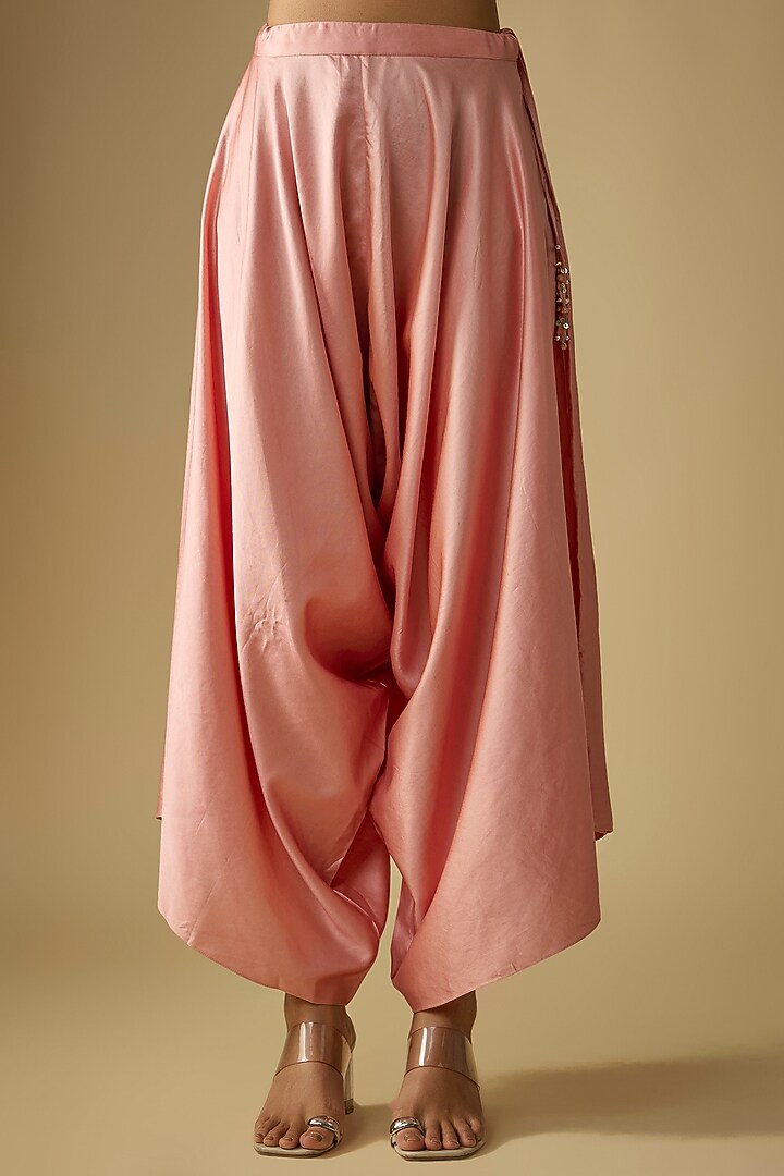 Flamingo Colored Tissue Resham Work Kaftan Set by Prisho at Pernia's Pop Up Shop