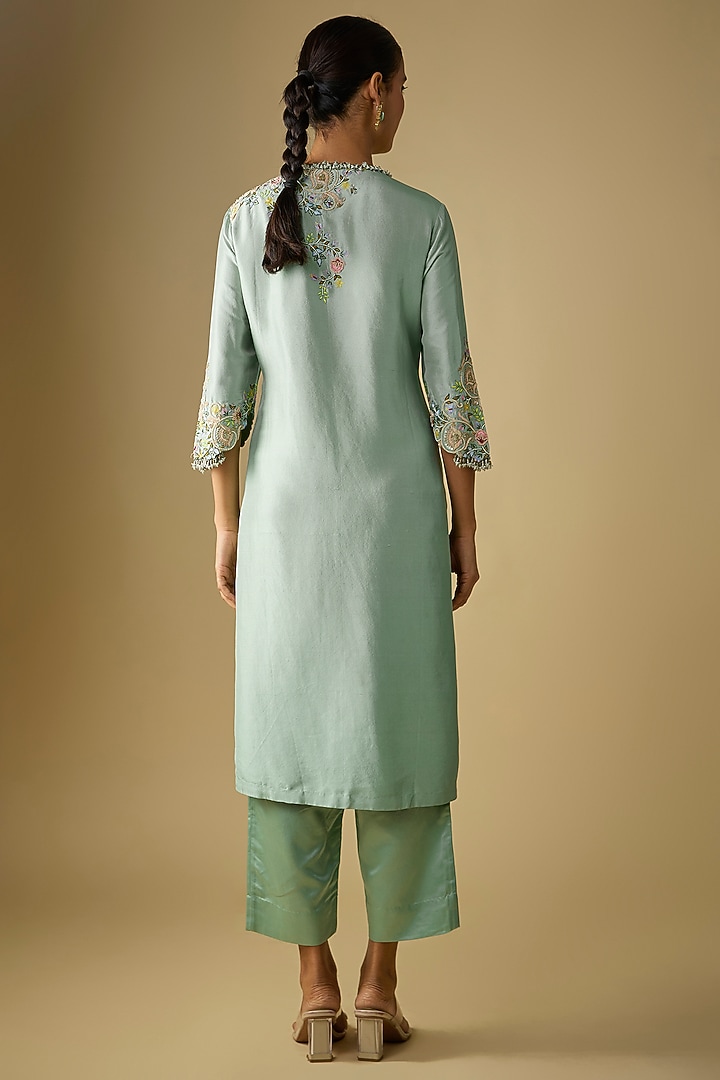 Aqua Silk Dori Work Kurta Set by Prisho at Pernia's Pop Up Shop