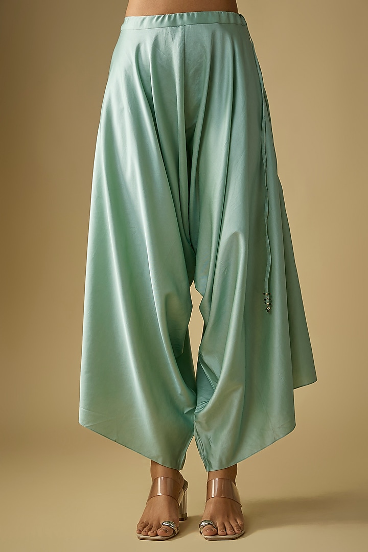 Aqua Organza Thread Work Cape Set by Prisho at Pernia's Pop Up Shop