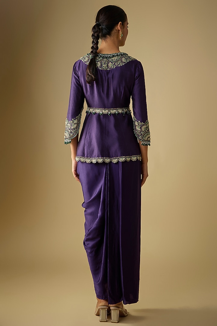 Dark Purple Modal Satin Skirt Set by Prisho at Pernia's Pop Up Shop