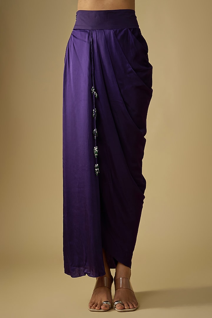 Dark Purple Modal Satin Skirt Set by Prisho at Pernia's Pop Up Shop