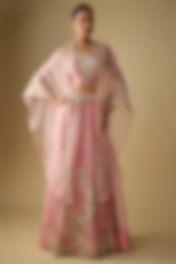 Flamingo Colored Organza Skirt Set by Prisho at Pernia's Pop Up Shop