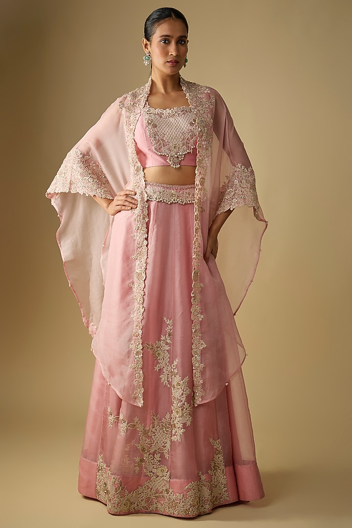 Flamingo Colored Organza Skirt Set by Prisho at Pernia's Pop Up Shop