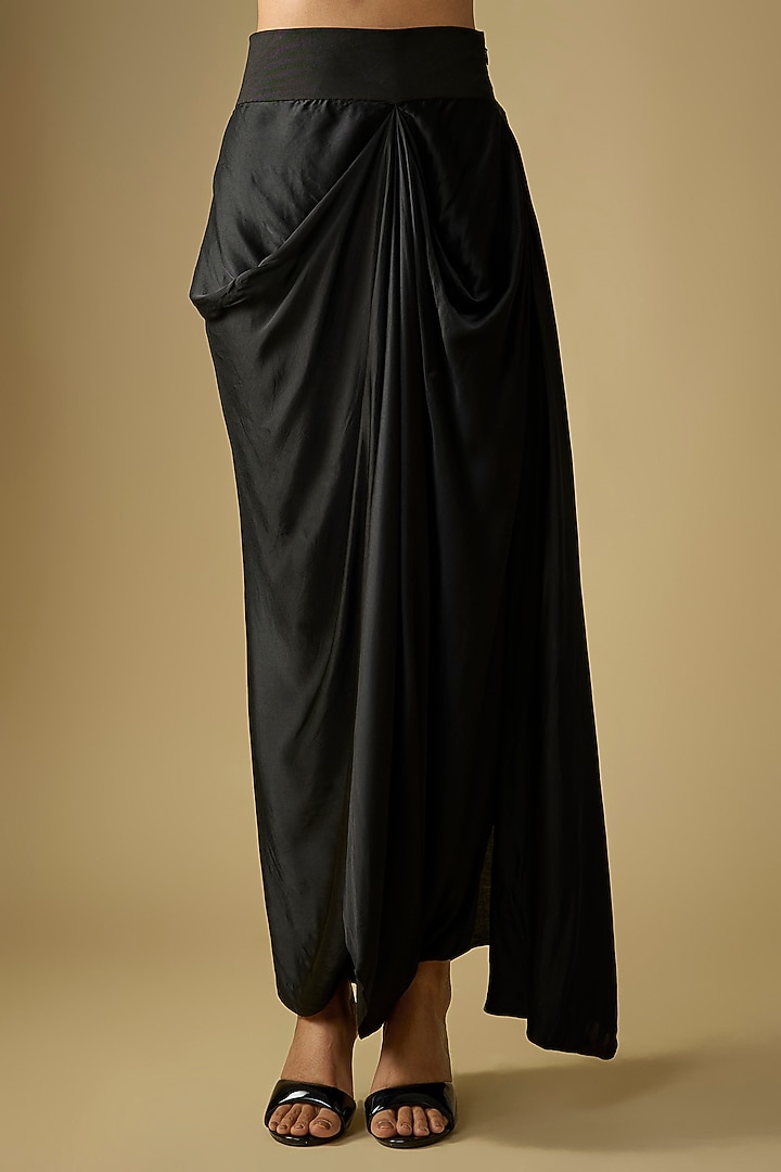 Black Modal Satin Skirt Set by Prisho at Pernia's Pop Up Shop