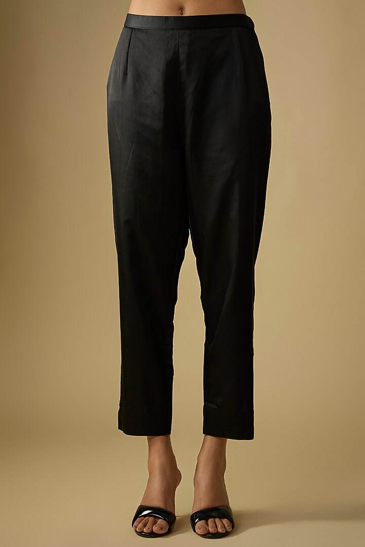 Black Silk Dori Work Kaftan Set by Prisho at Pernia's Pop Up Shop
