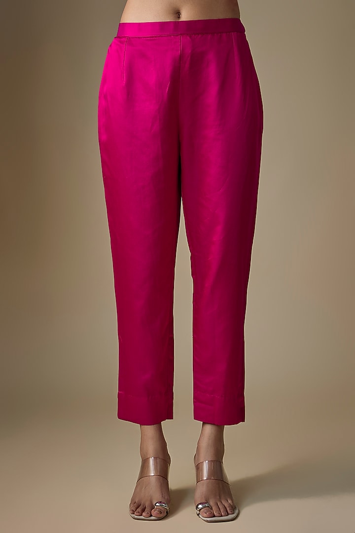 Fuchsia Silk Dori Work Kaftan Set by Prisho at Pernia's Pop Up Shop