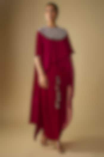 Red Modal Satin Skirt Set by Prisho at Pernia's Pop Up Shop