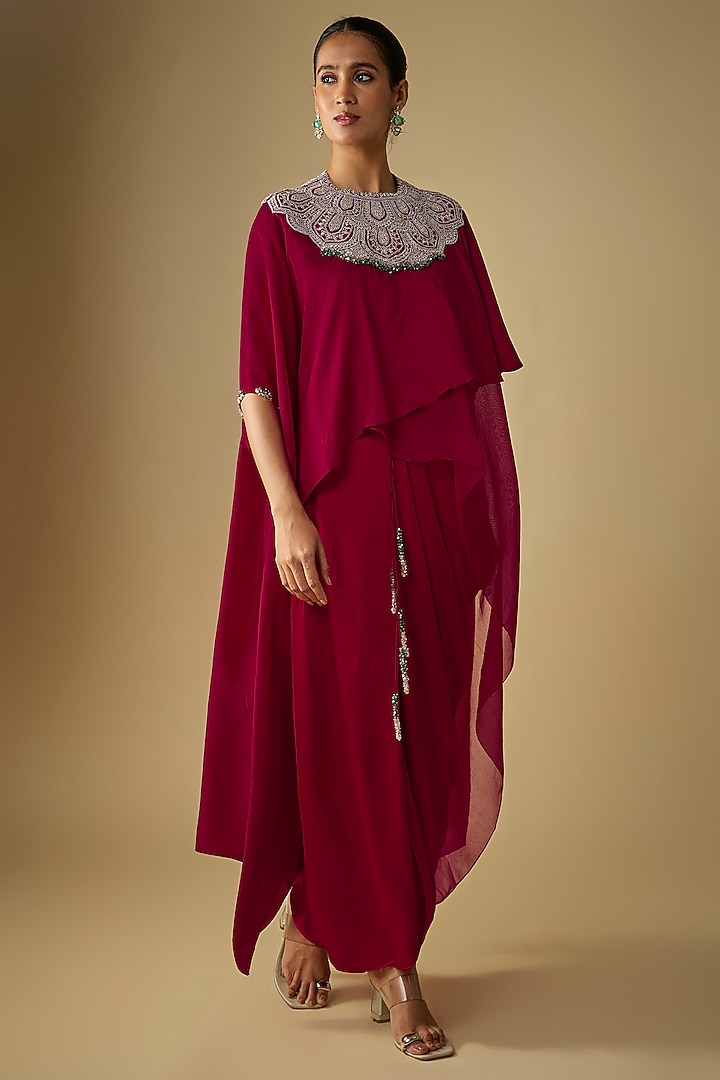 Red Modal Satin Skirt Set by Prisho at Pernia's Pop Up Shop