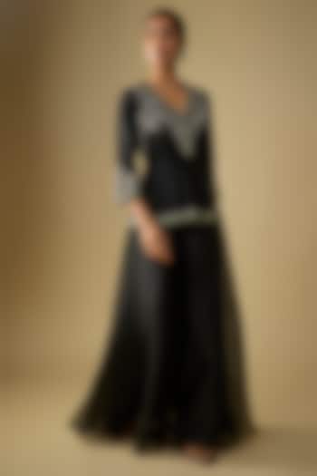 Black Organza Wedding Sharara Set by Prisho at Pernia's Pop Up Shop