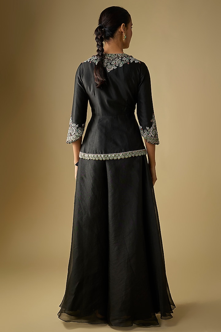 Black Organza Wedding Sharara Set by Prisho at Pernia's Pop Up Shop
