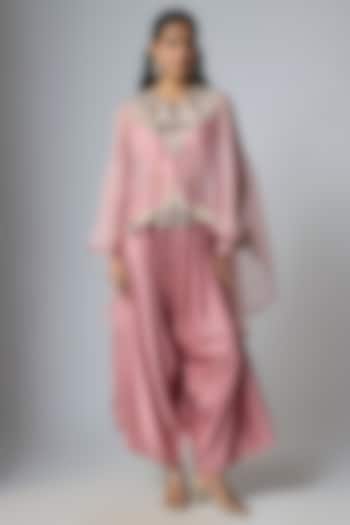 Flamingo Pink Organza Cape Set by Prisho at Pernia's Pop Up Shop