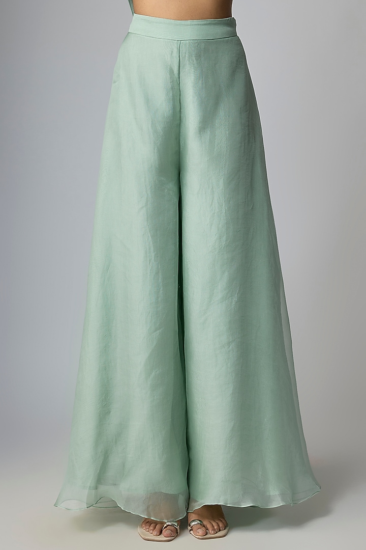 Aqua Organza Wedding Sharara Set by Prisho at Pernia's Pop Up Shop