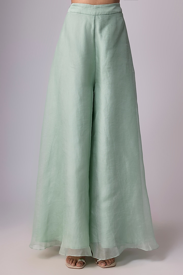 Aqua Silk Wedding Sharara Set by Prisho at Pernia's Pop Up Shop