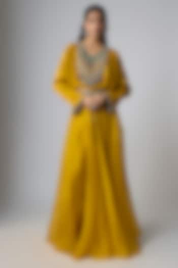 Mustard Organza Skirt Set by Prisho at Pernia's Pop Up Shop