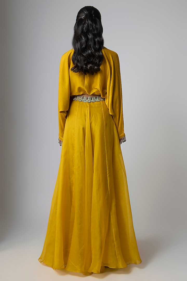 Mustard Organza Skirt Set by Prisho at Pernia's Pop Up Shop