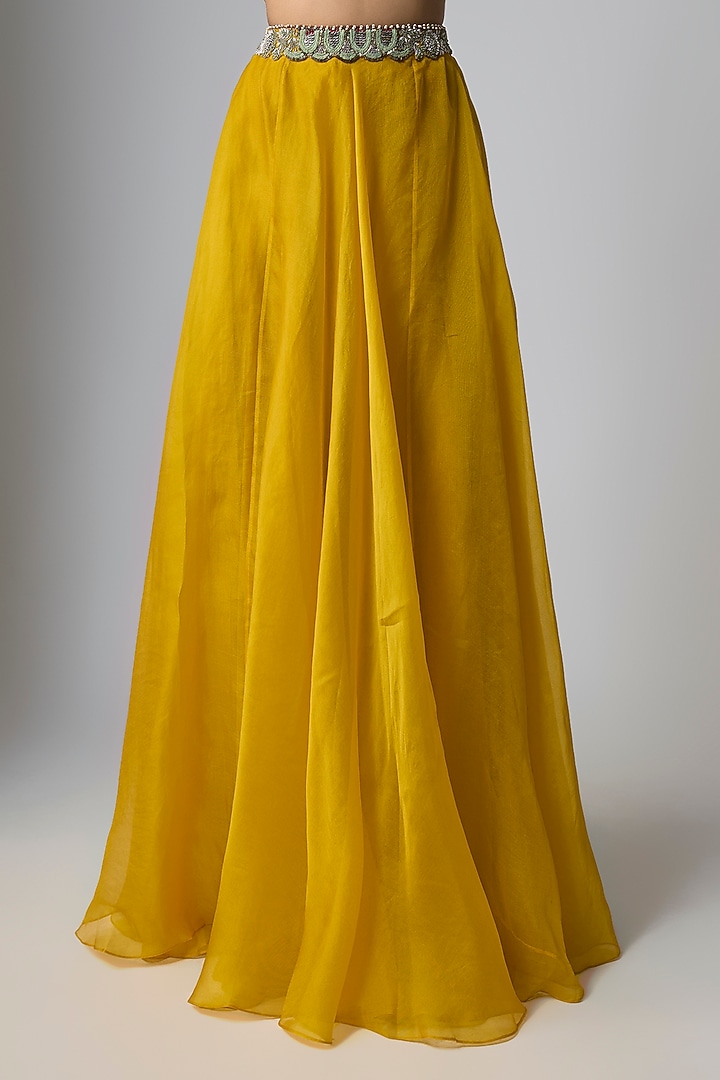 Mustard Organza Skirt Set by Prisho at Pernia's Pop Up Shop