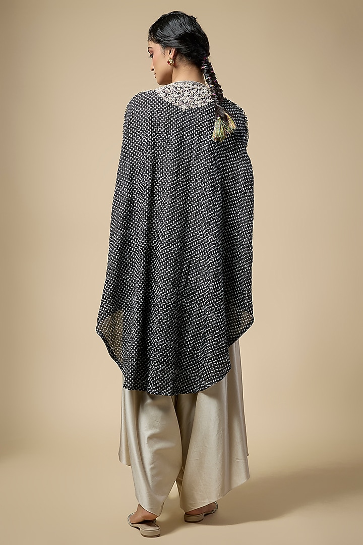 Black Bandhej Resham Work Kaftan Set by Prisho at Pernia's Pop Up Shop