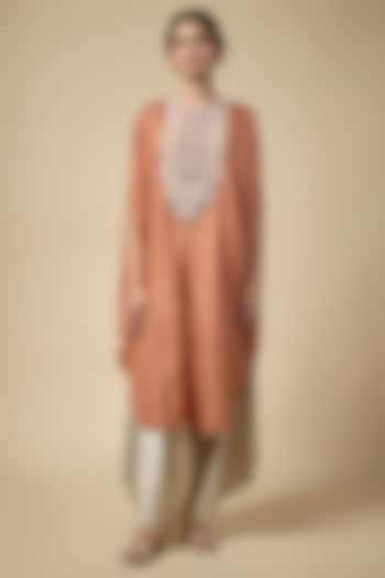 Rust Bandhej Kaftan Set by Prisho at Pernia's Pop Up Shop