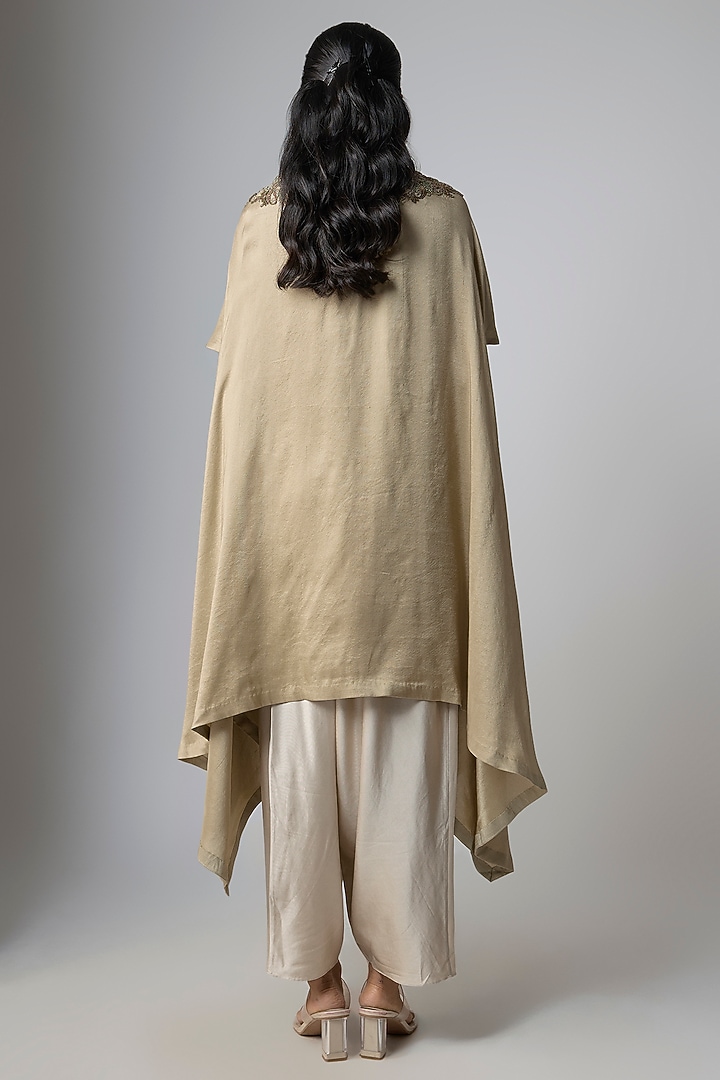 Beige Silk Dori Work Kaftan Set by Prisho at Pernia's Pop Up Shop