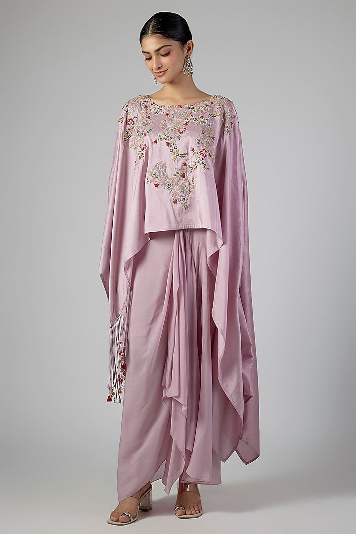 Lavender Modal Satin Skirt Set by Prisho at Pernia's Pop Up Shop