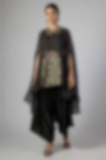 Black Organza Kaftan Set by Prisho at Pernia's Pop Up Shop