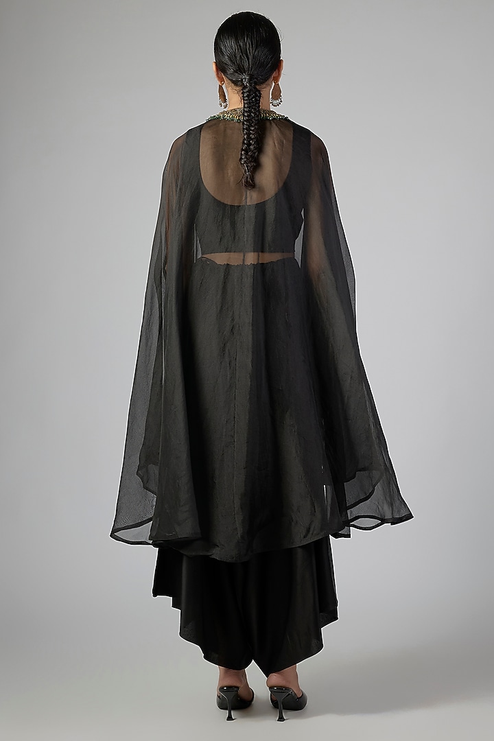 Black Organza Kaftan Set by Prisho at Pernia's Pop Up Shop