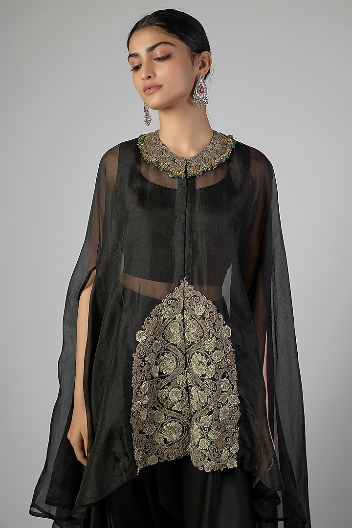 Black Organza Kaftan Set by Prisho at Pernia's Pop Up Shop