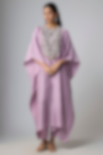Lavender Silk Dori Work Kaftan Set by Prisho at Pernia's Pop Up Shop