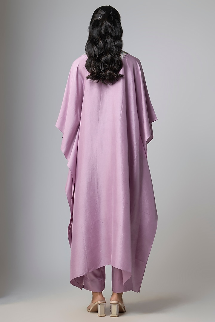 Lavender Silk Dori Work Kaftan Set by Prisho at Pernia's Pop Up Shop