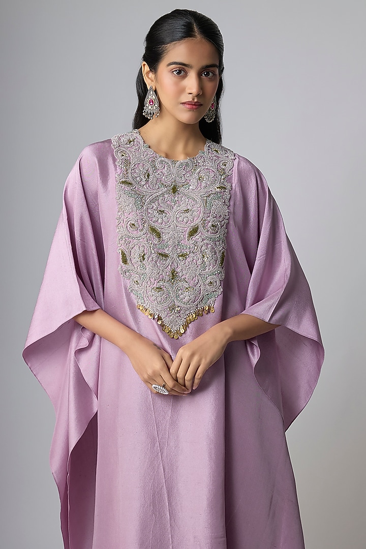 Lavender Silk Dori Work Kaftan Set by Prisho at Pernia's Pop Up Shop