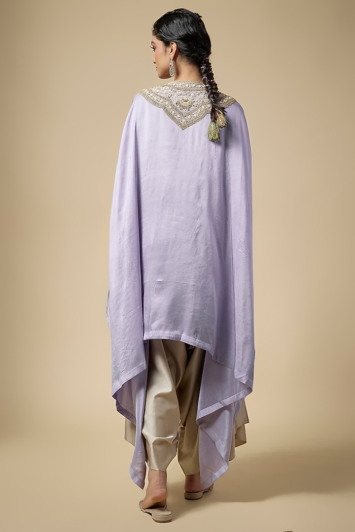 Lavender Silk Resham Work Kaftan Set by Prisho at Pernia's Pop Up Shop