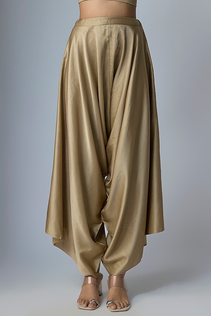 Beige Crushed Tissue Kaftan Set by Prisho at Pernia's Pop Up Shop