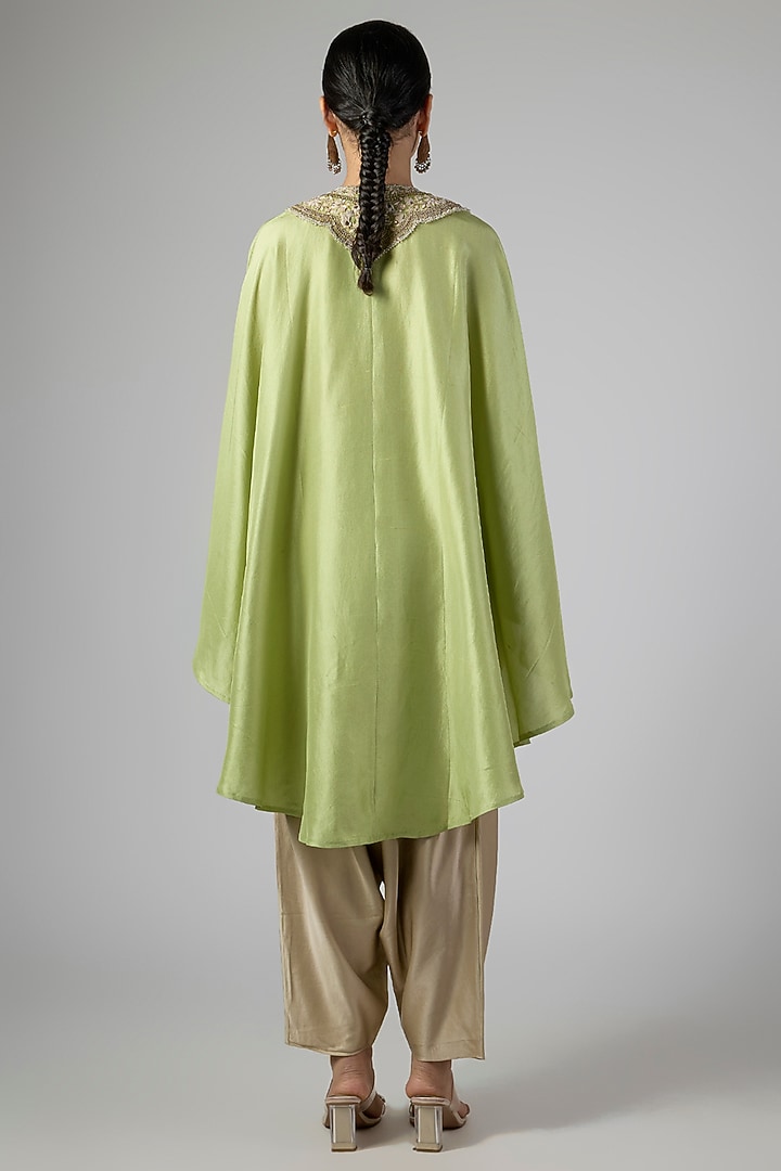 Sea Green Silk Resham Work Kaftan Set by Prisho at Pernia's Pop Up Shop