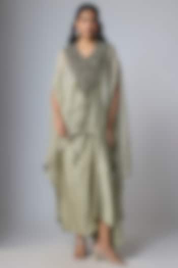 Blush Green Crushed Tissue Kaftan Set by Prisho at Pernia's Pop Up Shop
