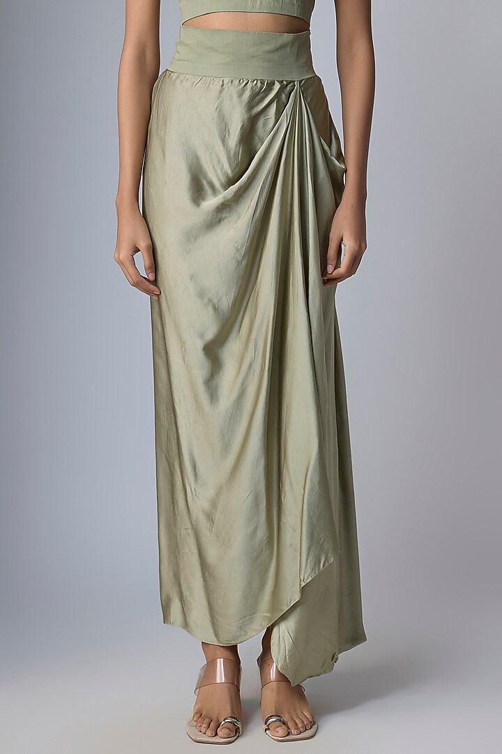 Blush Green Crushed Tissue Kaftan Set by Prisho at Pernia's Pop Up Shop