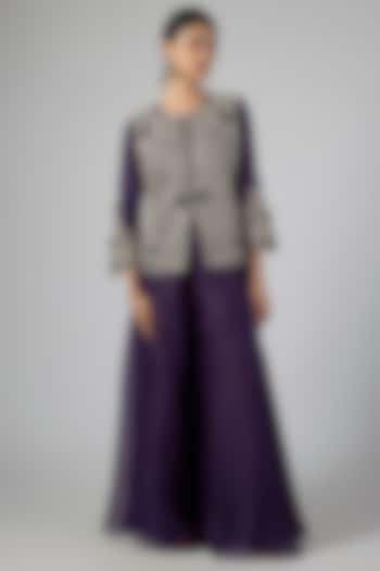 Dark Purple Silk Jacket Set by Prisho at Pernia's Pop Up Shop