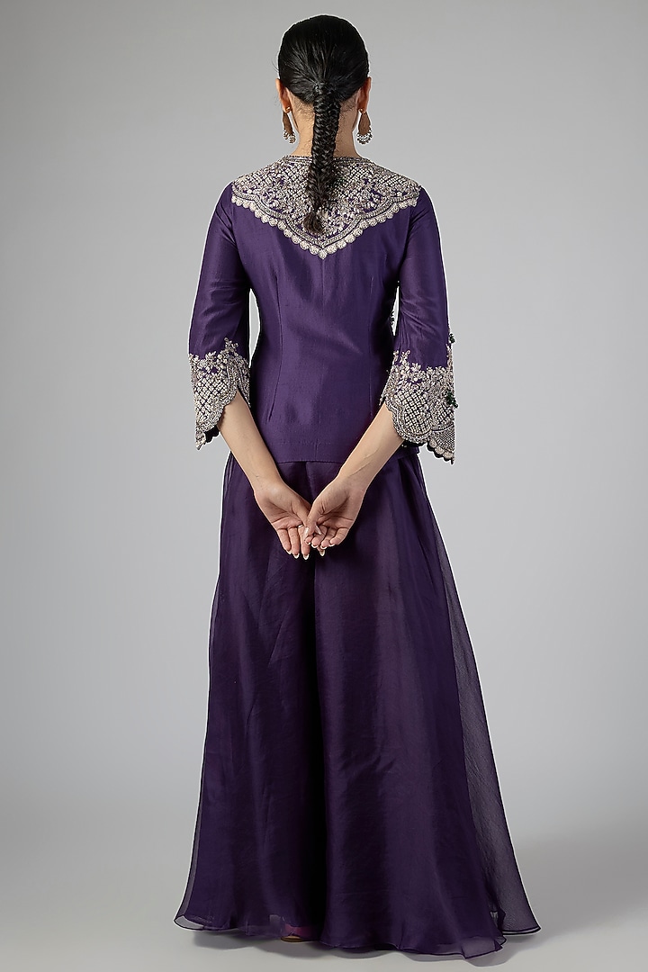 Dark Purple Silk Jacket Set by Prisho at Pernia's Pop Up Shop