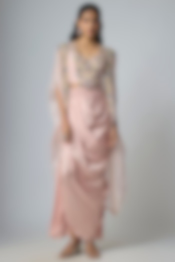 Flamingo Pink Organza Cape Set by Prisho at Pernia's Pop Up Shop