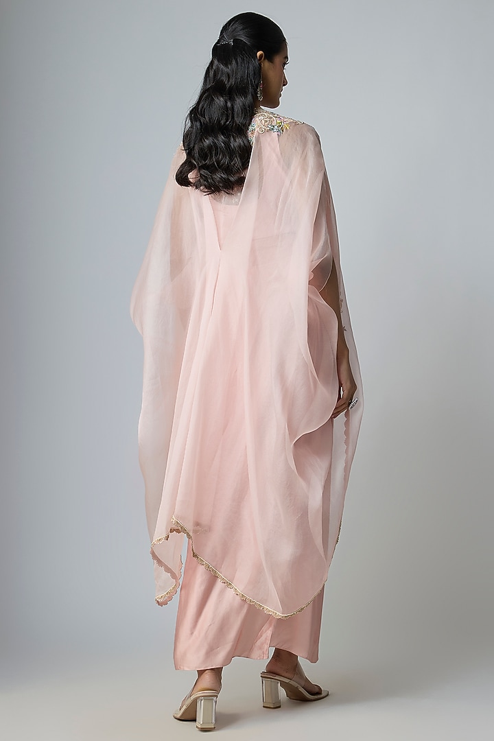 Flamingo Pink Organza Cape Set by Prisho at Pernia's Pop Up Shop