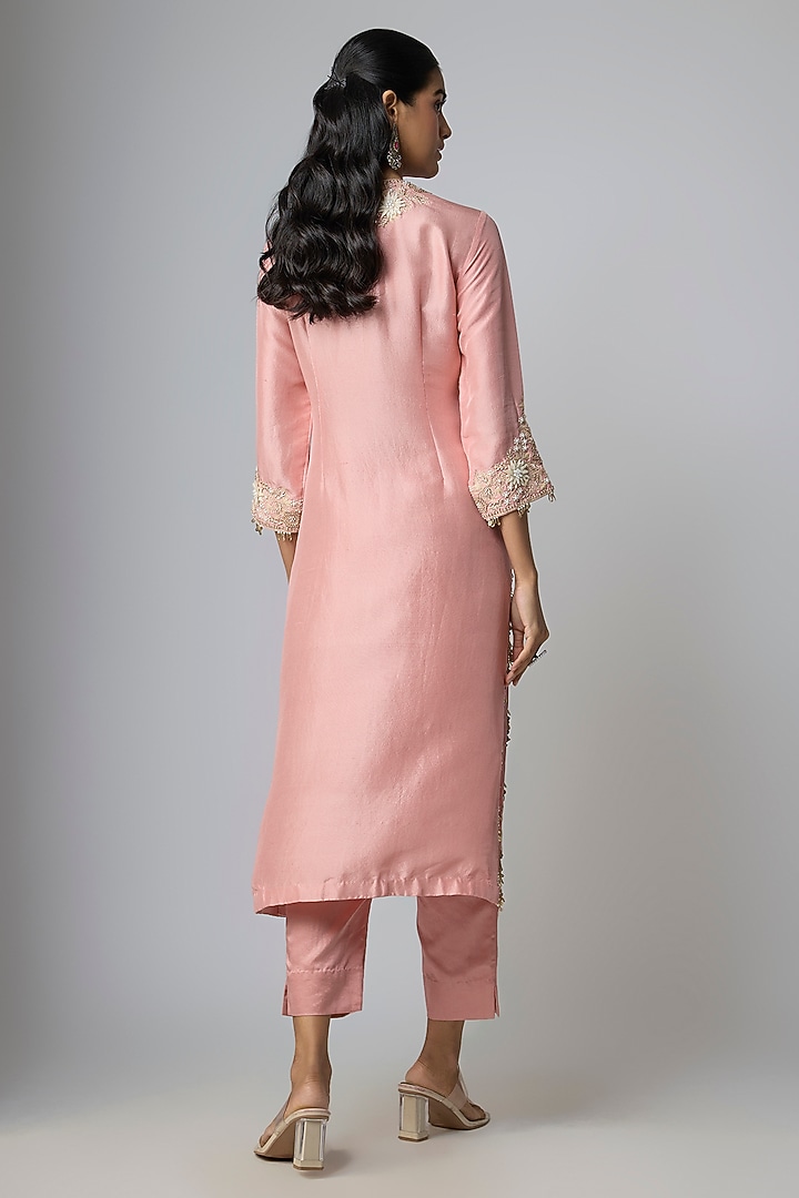 Flamingo Silk Resham Work Kurta Set by Prisho at Pernia's Pop Up Shop