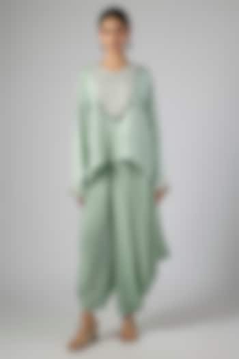 Aqua Silk Pita Work Kaftan Set by Prisho at Pernia's Pop Up Shop