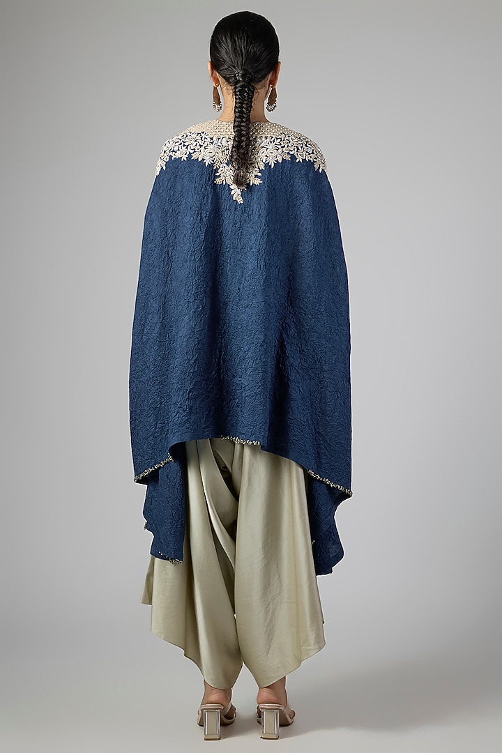Dark Purple Crushed Silk Resham Work Kaftan Set by Prisho at Pernia's Pop Up Shop