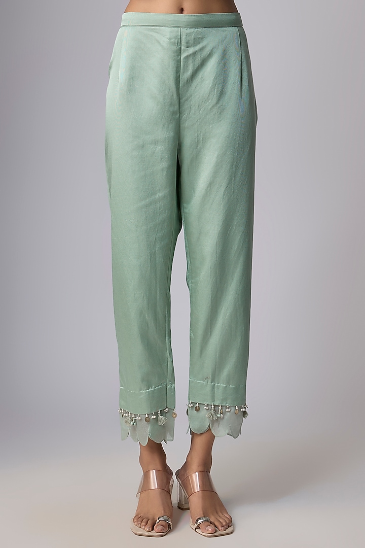 Aqua Silk Resham Work Kurta Set by Prisho at Pernia's Pop Up Shop